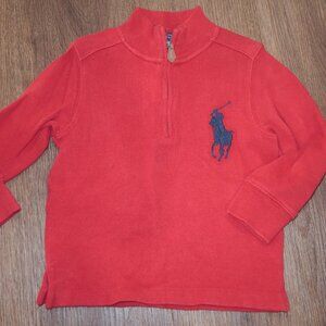 Boys Ralph Lauren Red Navy Blue Big Pony Pullover Knit Casual Shirt Top size 3T